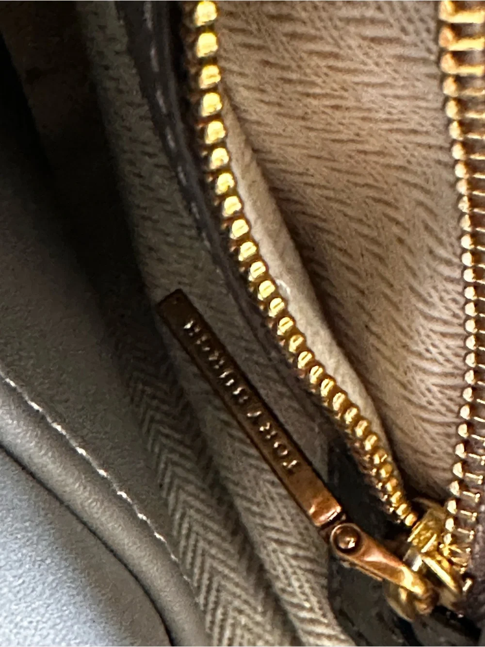Tory Burch Gray Croc-Embossed Satchel with Gold Logo, missing long strap